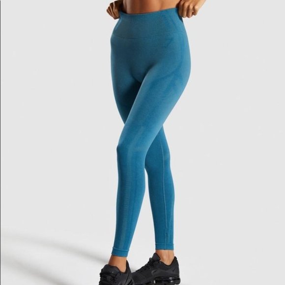 Gymshark Pants - Gymshark Women's Geo Seamless Cropped Athletic Leggings Blue Green Tones Small
